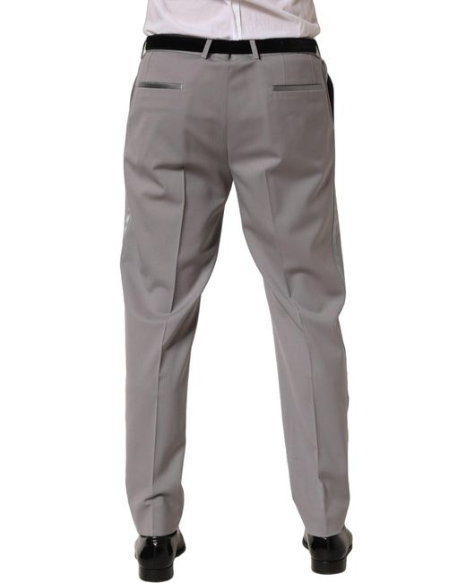Dolce & Gabbana Gray Wool Tapered Men Dress Trouser Pants for men