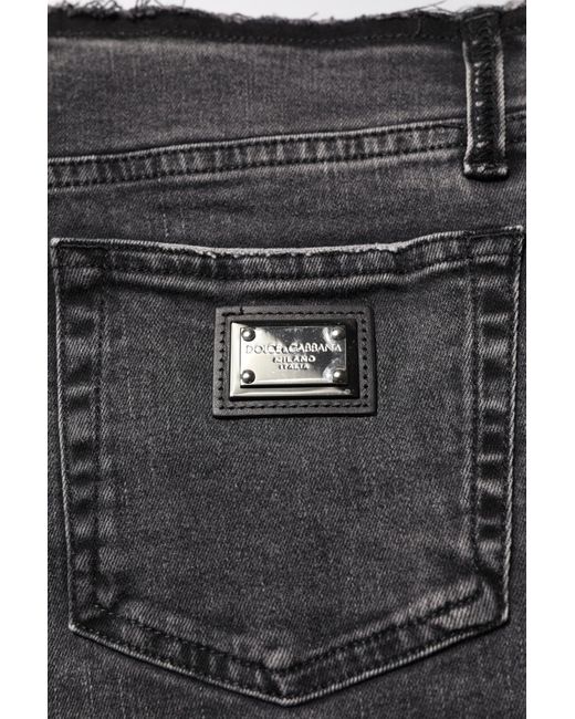 Dolce & Gabbana Black Gray Skinny Cotton Mid Waisted Denim Jeans for men