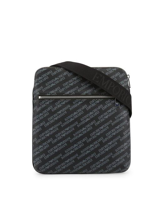 Emporio Armani Black Lavagna Repeat-logo Messenger Bag for men