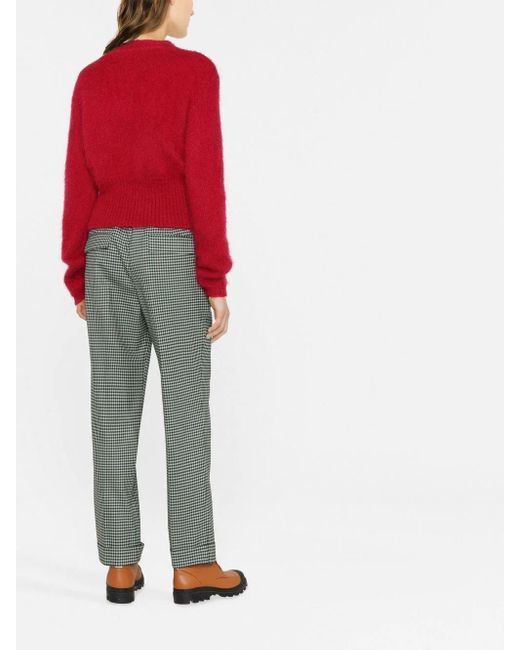 P.A.R.O.S.H. Gray Fine-Check Tapered Cropped Trousers