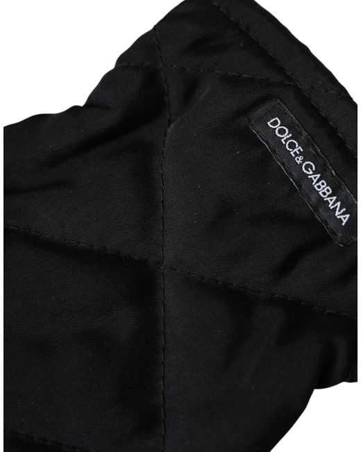 Dolce & Gabbana Black Quilted Nylon Wrist Length Mitten Gloves