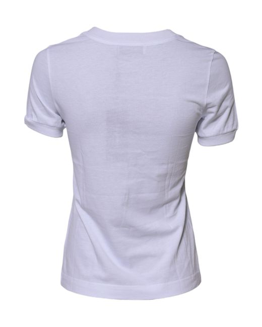 Dolce & Gabbana Blue White Cotton Dg Logo Embroidery Top T