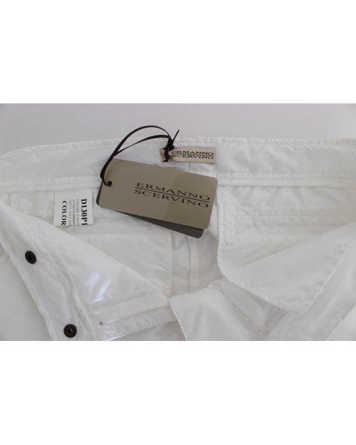 Ermanno Scervino White Nylon Padded Slim Fit Cargo Pants