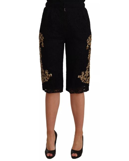 Dolce & Gabbana Black Elegant Knee Length Designer Shorts