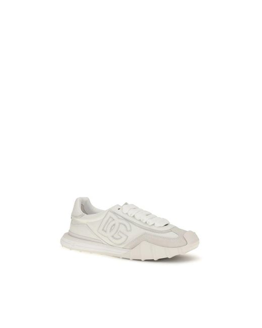 Dolce & Gabbana White Calf Leather Bos Taurus Athletic Sneakers for men