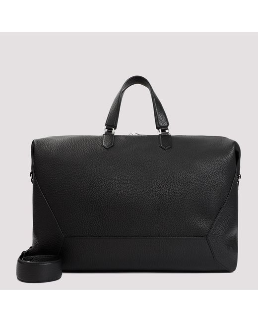 Alexander McQueen Black Grained Calf Leather The Edge Duffle for men