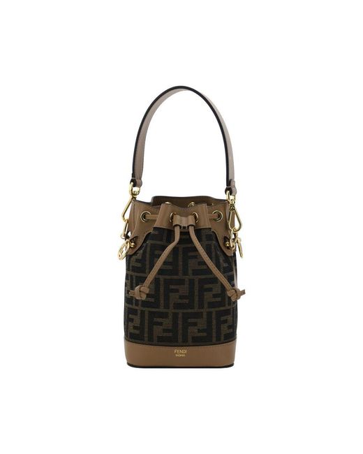 Fendi Black Brown Polyester Backet Bag