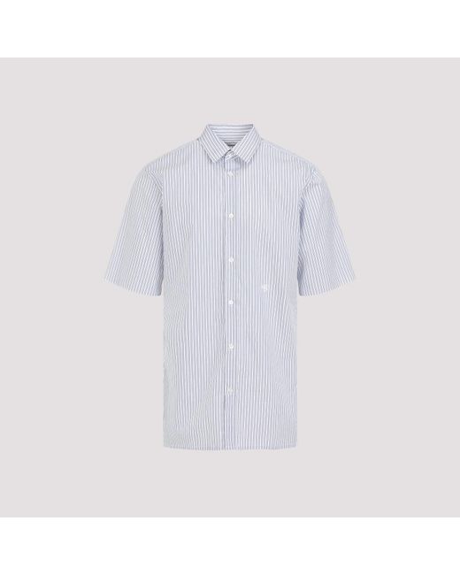 Maison Margiela White Blue Ss Cotton Shirt for men