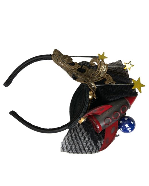 Dolce & Gabbana Black Missile Rocket Crystal Stars Headband Diadem