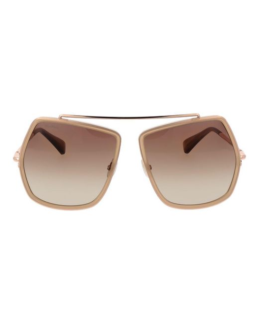 Max Mara White Beige Metal Sunglasses
