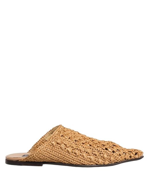 Dolce & Gabbana Brown Beige Woven Straw Slides Sandals Flats Shoes for men