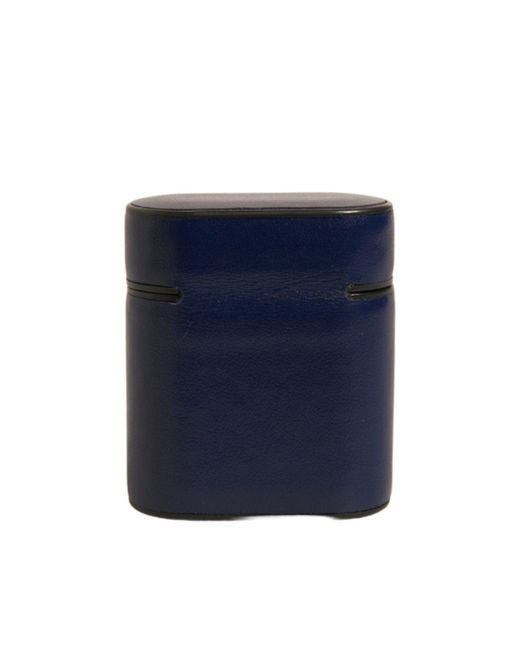 Dolce & Gabbana Blue Leather Logo Print Flip Holder Airpods Case