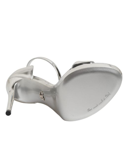 Dolce & Gabbana Metallic Silver Leather Platform Keira Sandals Shoes