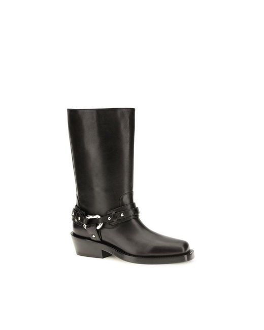 Rabanne Black Calf Leather Bos Taurus Flat Boots
