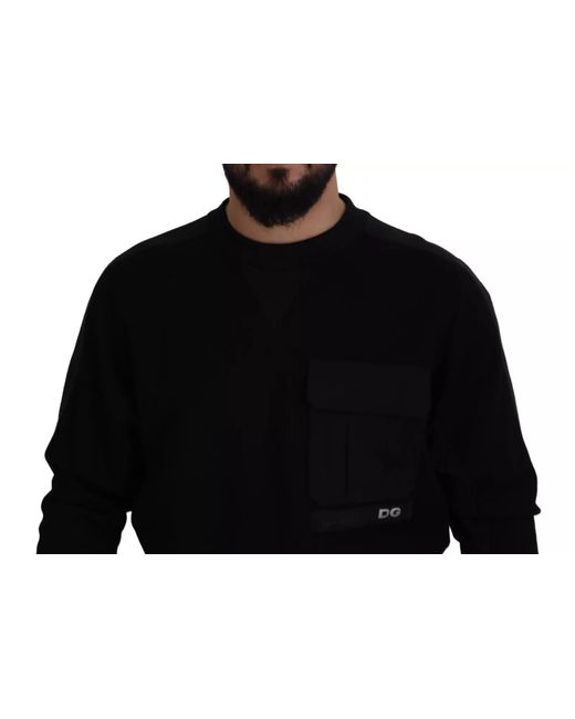 Dolce & Gabbana Black Cotton Crewneck Sweatshirt Sweater for men