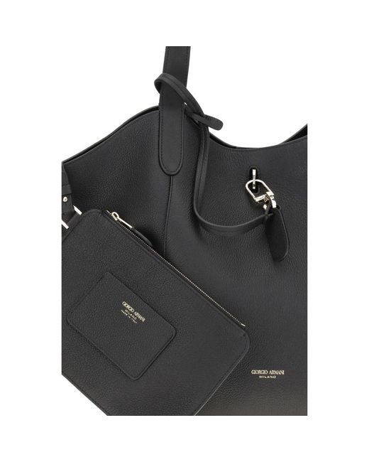 Giorgio Armani Black Medium Suede Shoulder Bag
