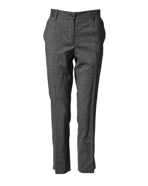 Dolce & Gabbana Gray Check Tartan Virginwool Dress Pants Virgin Wool