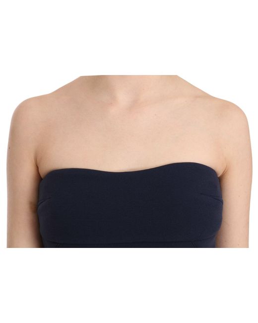 CoSTUME NATIONAL Blue Strapless Zipper Back Tube Top Blouse