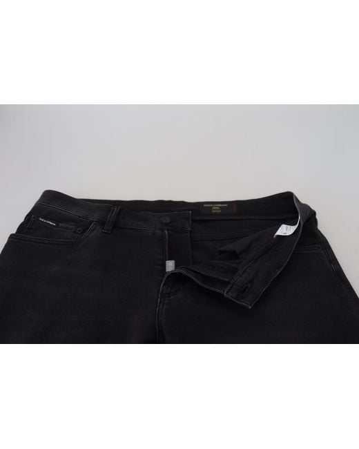 Dolce & Gabbana Black Angel Embroidery Skinny Denim Jeans for men