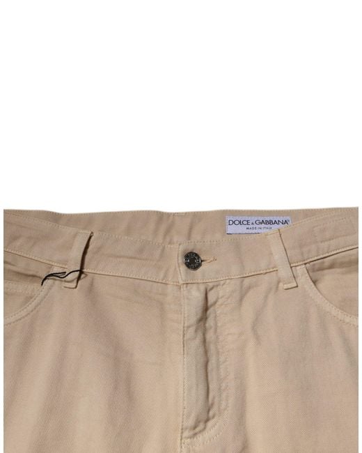 Dolce & Gabbana Natural Beige Cotton Mid Waist Skinny Denim Jeans for men