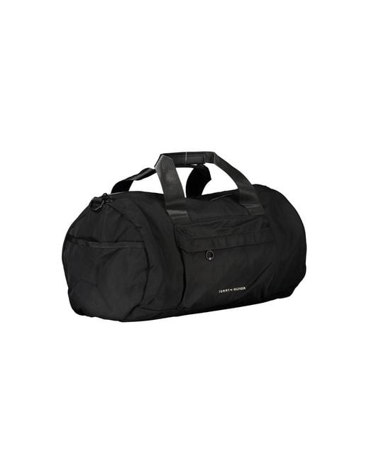 Tommy Hilfiger Black Polyester Handbag With Adjustable Strap And Top Zip Closure for men