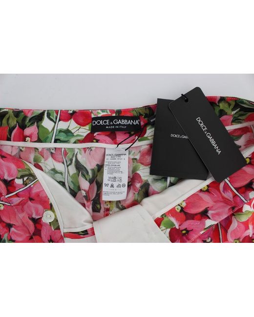 Dolce & Gabbana Red Floral Knee Capris Shorts Pants