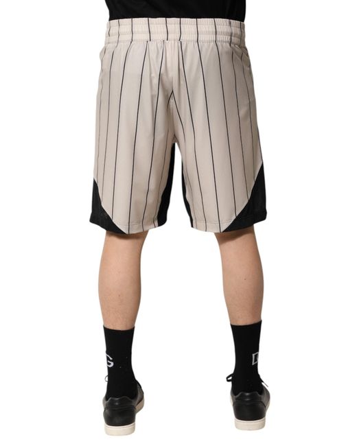 Dolce & Gabbana Natural Striped Numbered Shorts for men