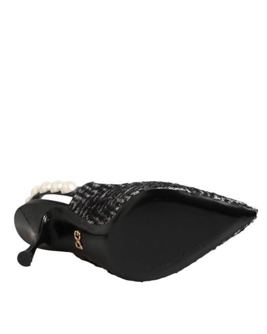 Dolce & Gabbana Black Lori Pearl Slingback Pump