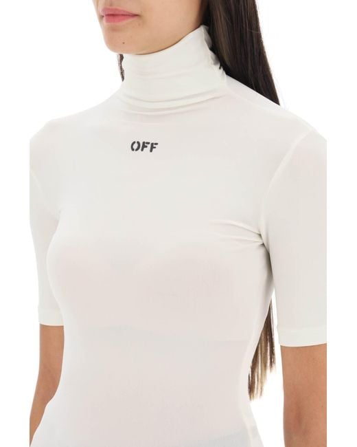 Off-White c/o Virgil Abloh White Logo-print Mock-neck Top