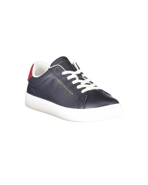 Tommy Hilfiger Blue Leather Sneakers Casual Style