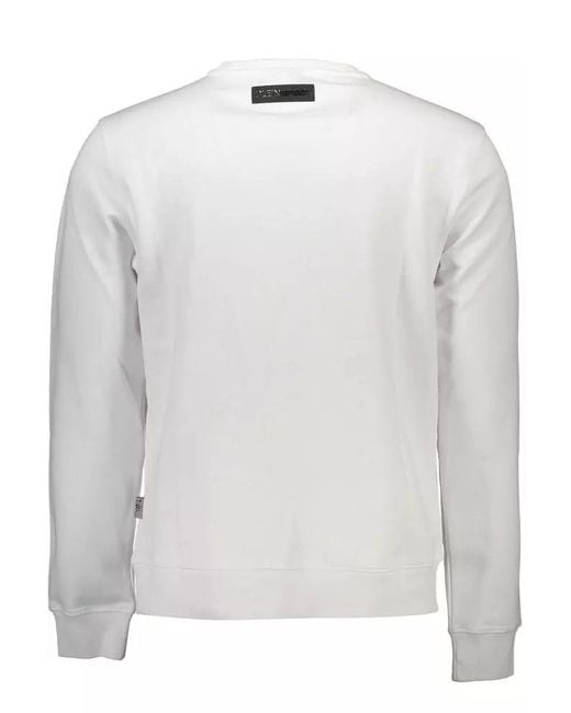 Philipp Plein Blue White Cotton Sweater for men