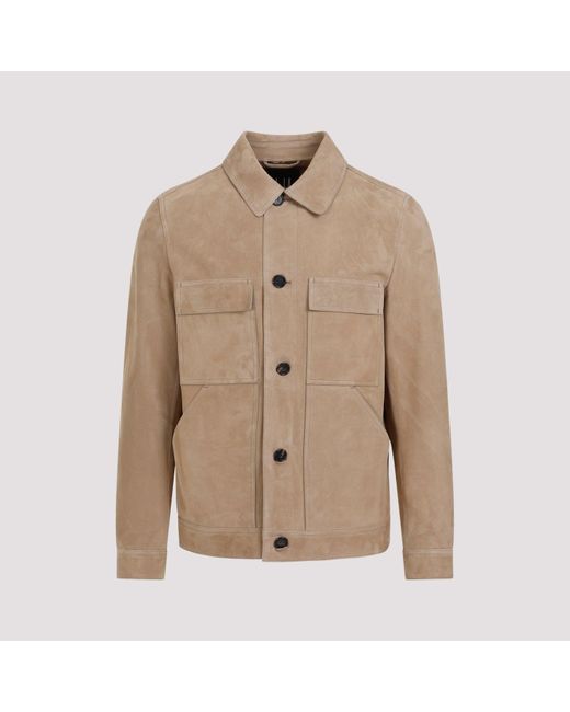 Dunhill Fawn Suede Tailored Leather Jacket in Natural for Men | Lyst