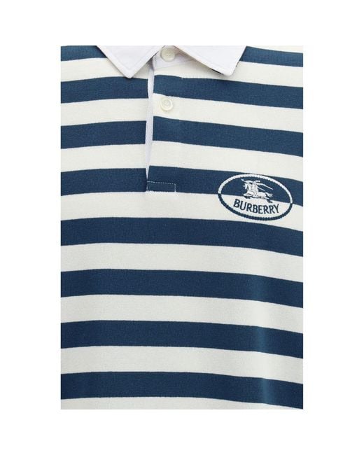 Burberry Blue Multicolor Cotton Polo Shirt for men
