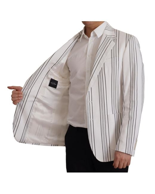 Dolce & Gabbana Gray Stripes Cotton Single Breasted Blazer for men