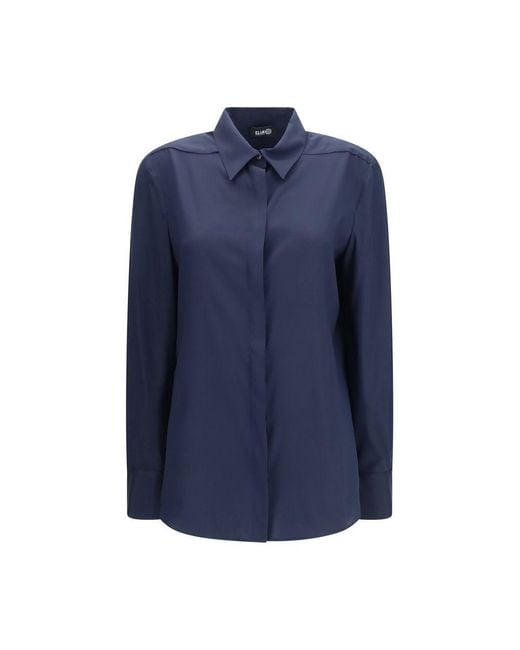 Ella Blue Silk Dress Shirt