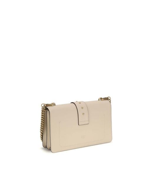 Pinko Natural Beige Calf Leather Bos Taurus Shoulder Bag