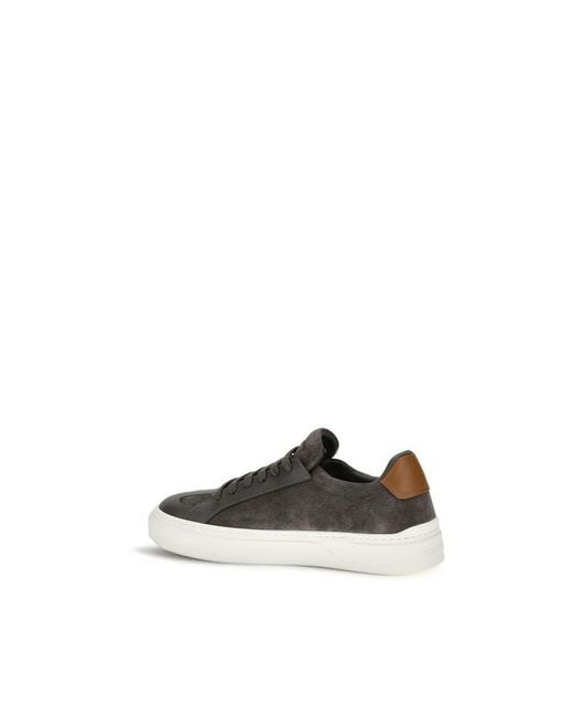 Ferragamo Multicolor Gray Suede Leather Low Top Sneakers for men