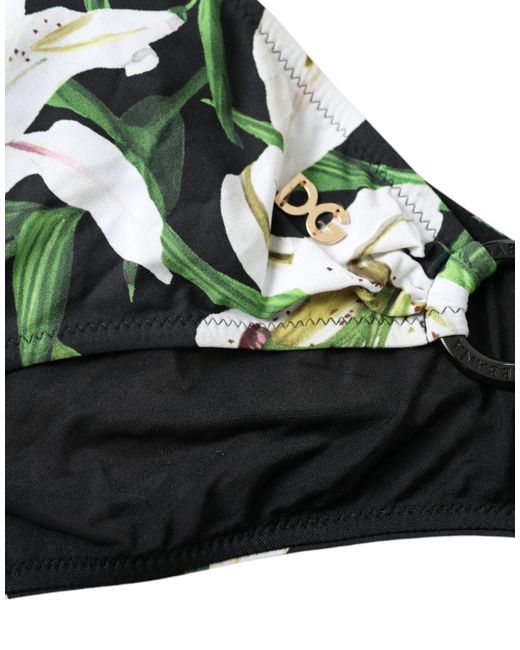 Dolce & Gabbana Black Lily Print Swimwear Bottom Beachwear Bikini