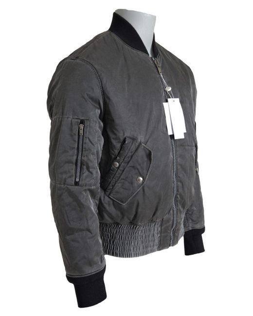 MM6 by Maison Martin Margiela Gray Bomber Zipper Pocket Sleeves Jacket for men
