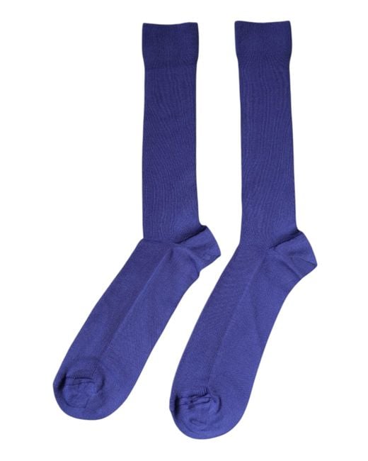 Dolce & Gabbana Purple Cotton Logo Over The Calf Socks for men