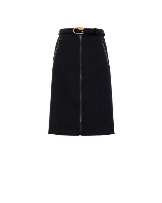 Gucci Black Gonna Nera Con Zip E Cintura