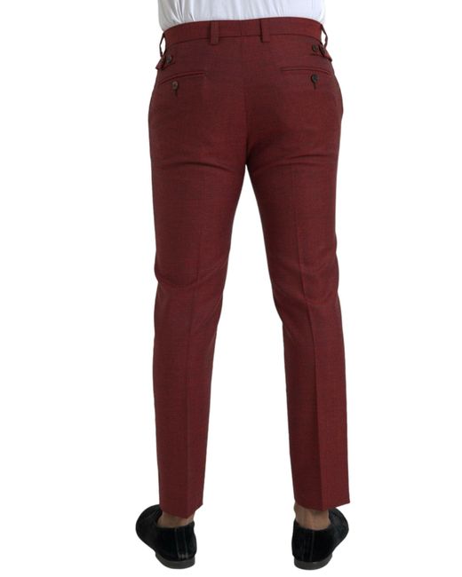 Dolce & Gabbana Red Wool Skinny Dress Pants for men