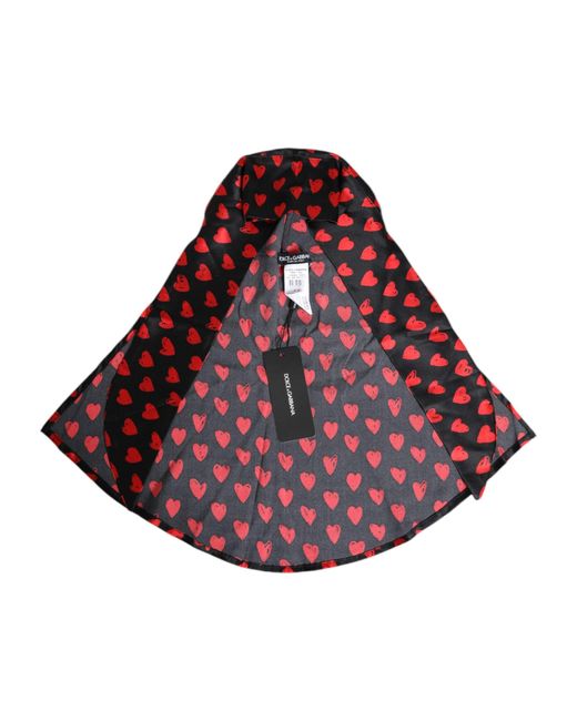 Dolce & Gabbana Black Red Hearts Polyester Hat for men