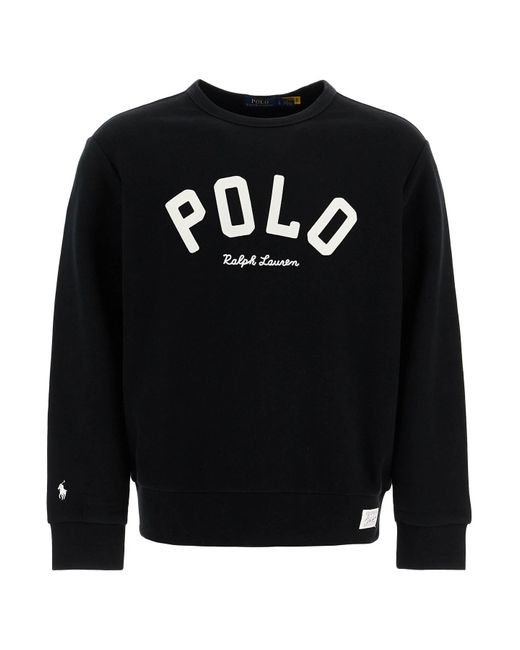 Polo Ralph Lauren Black Logo Crewneck Cotton Sweatshirt for men