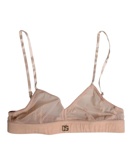 Dolce & Gabbana Multicolor Powder Pink Nylon Dg Logo Non Wire Bra Underwear