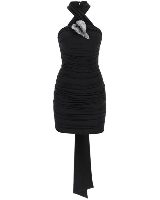 GIUSEPPE DI MORABITO Black Mini Dress With Diamanté Applique