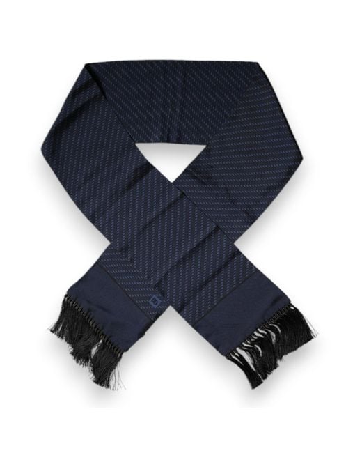 Dolce & Gabbana Blue Dark Fantasy Fringes Neck Wrap Scarf for men