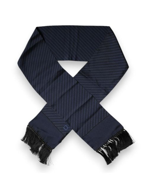 Dolce & Gabbana Blue Dark Fantasy Fringes Neck Wrap Scarf for men