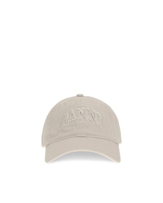 Ganni White Beige Cotton Cap (baseball Hat)