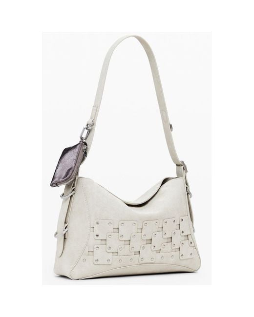 Desigual Gray Beige Polyurethane Shoulder Bag